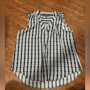 Vince Camuto Navy and White Striped Blouse
